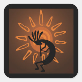 Kokopelli Sun Southwest Rustic Brown Sticker