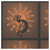 Kokopelli Sun Southwest Rustic Brown Stoff (Nahaufnahme)