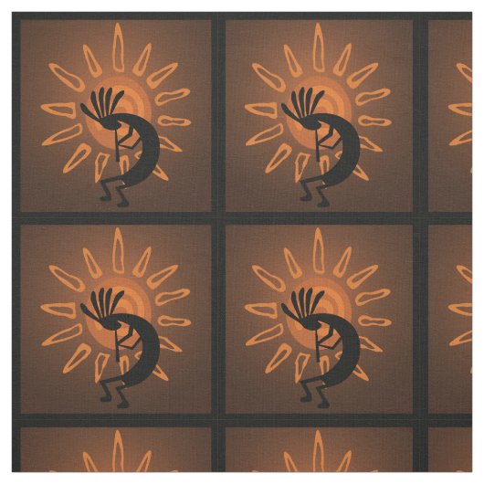 Kokopelli Sun Southwest Rustic Brown Stoff (Muster)