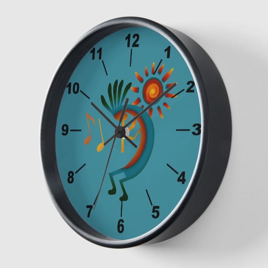 Kokopelli Sun Southwest Teal Clock Uhr (Winkel)