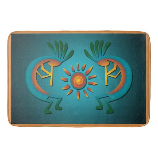 Kokopelli Sun Southwest Türkise Bath Mat Badematte (Vorderseite)