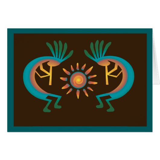 Kokopelli Sun Southwest Türkise Brown Card (Vorderseite (Horizontal))