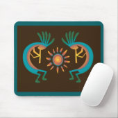 Kokopelli Sun Southwest Türkise Brown Mousepad (Mit Mouse)