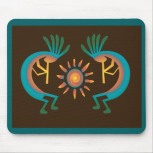 Kokopelli Sun Southwest Türkise Brown Mousepad