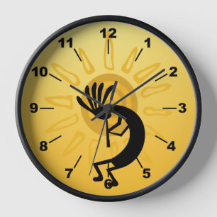 Kokopelli Sun Südwest Golden Clock Uhr