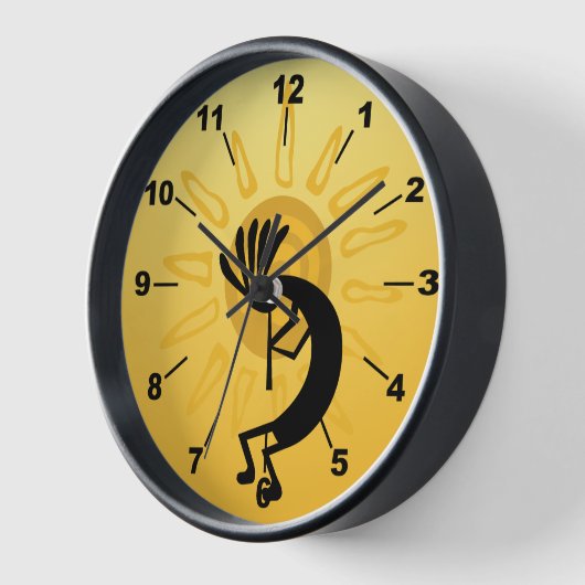 Kokopelli Sun Südwest Golden Clock Uhr (Winkel)