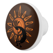 Kokopelli Sun Südwest Rustic Brown Door Knob Keramikknauf (Rechts)