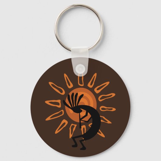 Kokopelli Sun Südwest Rustic Brown Schlüsselanhäng Schlüsselanhänger (Vorderseite)