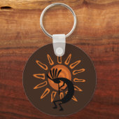 Kokopelli Sun Südwest Rustic Brown Schlüsselanhäng Schlüsselanhänger (Vorderseite)