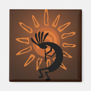 Kokopelli Sun Südwest Rustikale Brawn Magnet