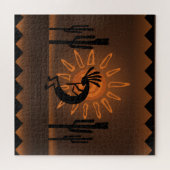 Kokopelli Sun Südwest Rustikales Brown 3 20" x 20" Puzzle (Horizontal)