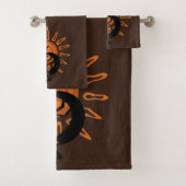 Kokopelli Sun Südwest Rustikales Brown Towel Set (Insitu)