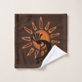 Kokopelli Sun Südwest Rustikales Brown Towel Set (Waschlappen)