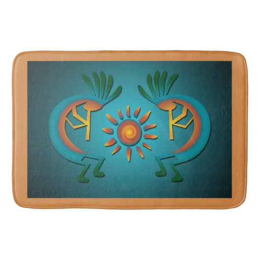 Kokopelli Sun Südwest Türkis Badematte (Vorderseite)
