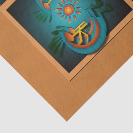 Kokopelli Sun Südwest Türkis Decoupage Seidenpapier (Ausschnitt)