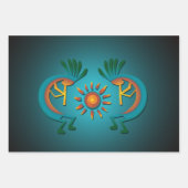 Kokopelli Sun Südwest Türkis Geschenkpapier Set (Vorderseite)