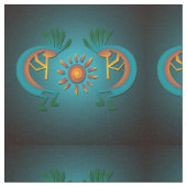 Kokopelli Sun Südwest Türkis Stoff (Nahaufnahme)