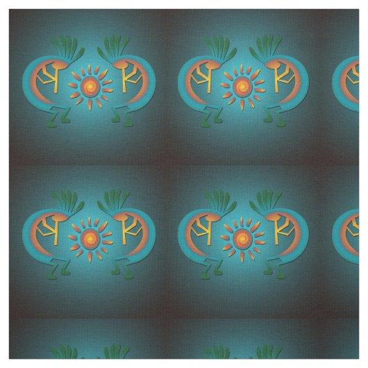 Kokopelli Sun Südwest Türkis Stoff (Muster)