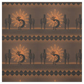 Kokopelli Sun Südwestwüste Rustikale Brawn Stoff (Muster)