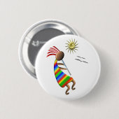 Kokopelli Sun und Vögel Button (Vorne & Hinten)