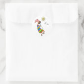 Kokopelli Sun und Vögel Runder Aufkleber (Tasche)