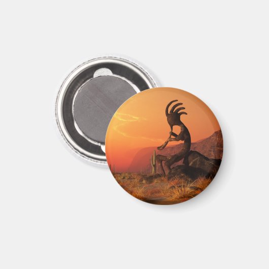 Kokopelli Sunset Magnet (Vorderseite/Rückseite)