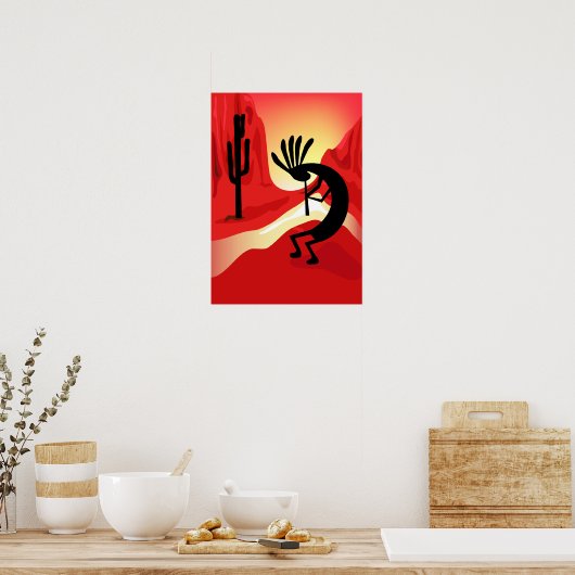 Kokopelli Sunset Poster (Küche)