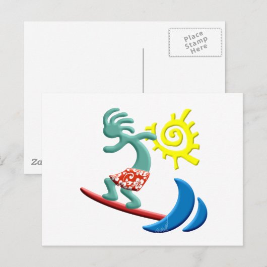 Kokopelli Surfing Postkarte (Vorne/Hinten)