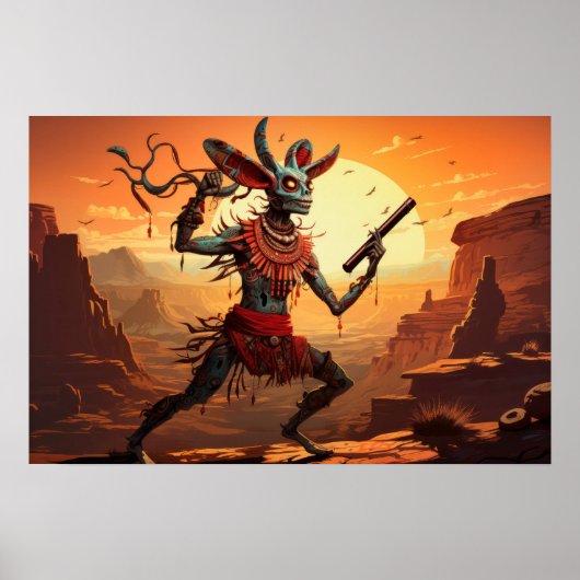 Kokopelli tanzt an Cliff Edge Poster (Vorne)
