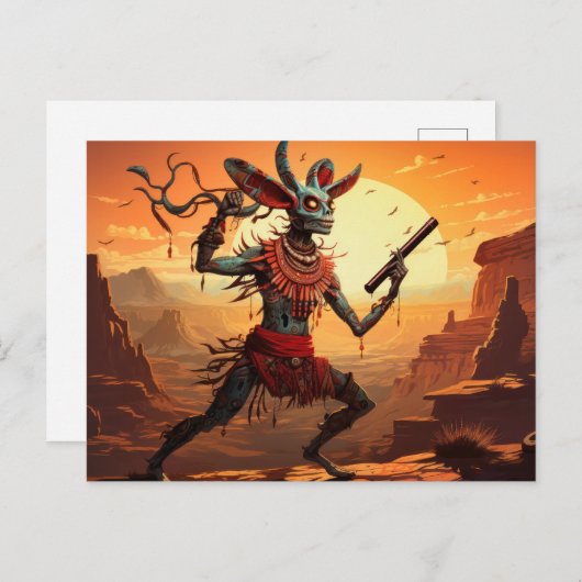 Kokopelli tanzt an Cliff Edge Postkarte (Vorne/Hinten)
