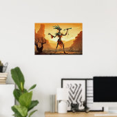 Kokopelli tanzt auf dem Canyon Floor Poster (Heimbüro)
