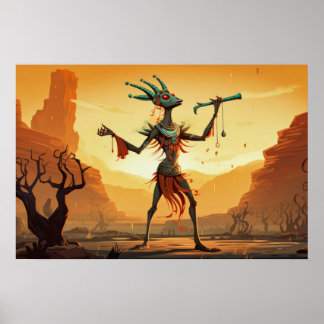 Kokopelli tanzt auf dem Canyon Floor Poster