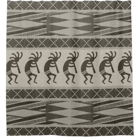 Kokopelli Tribal Pattern Duschvorhang (Vorderseite)