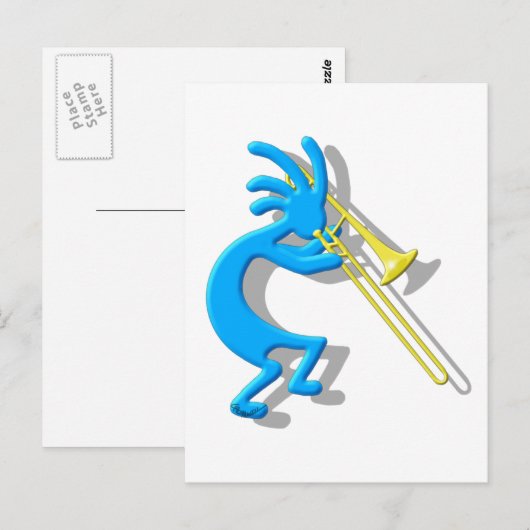 Kokopelli Trombone Postkarte (Vorne/Hinten)