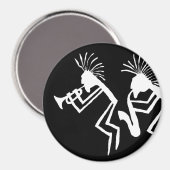 Kokopelli Trompeters-Petroglyphe Magnet (Vorderseite/Rückseite)