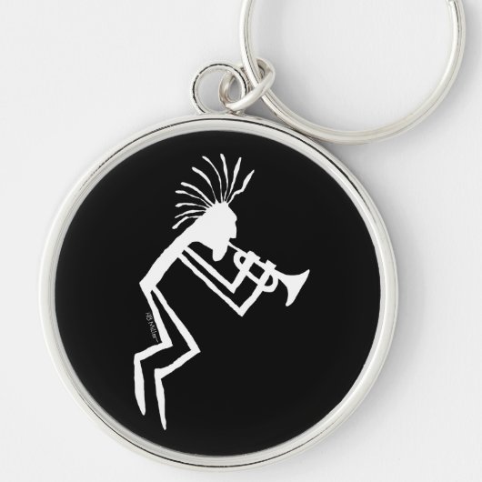 Kokopelli Trompeters-Petroglyphe Schlüsselanhänger (Vorne)