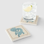 Kokopelli, türkisfarben, im Südwesten Steinuntersetzer (Seitenansicht)