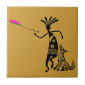 Kokopelli und Hund Fliese (Vorderseite)