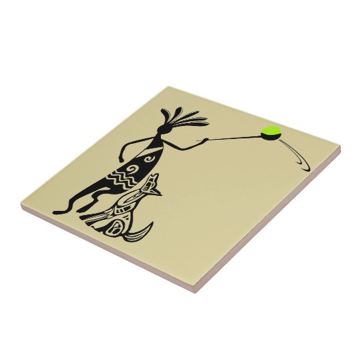 Kokopelli und Hund Fliese (Seite)