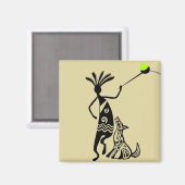 Kokopelli und Hund Magnet (Vorderseite/Rückseite)