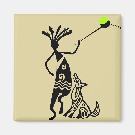 Kokopelli und Hund Magnet (Vorne)