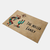 Kokopelli und Kakteen Empfang Fußmatte (Schrägansicht)