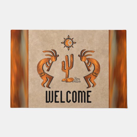 Kokopelli und Kakteen Empfang Fußmatte (Vorderseite)