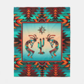 Kokopelli und Kakteen Fleecedecke (Vorderseite)
