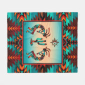 Kokopelli und Kakteen Fleecedecke (Vorderseite (Horizontal))