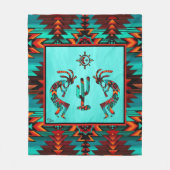 Kokopelli und Kakteen Fleecedecke (Vorderseite)