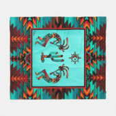 Kokopelli und Kakteen Fleecedecke (Vorderseite (Horizontal))