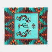 Kokopelli und Kakteen Fleecedecke (Vorderseite (Horizontal))