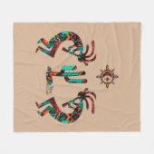 Kokopelli und Kakteen Fleecedecke (Vorderseite (Horizontal))