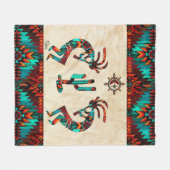 Kokopelli und Kakteen Fleecedecke (Vorderseite (Horizontal))